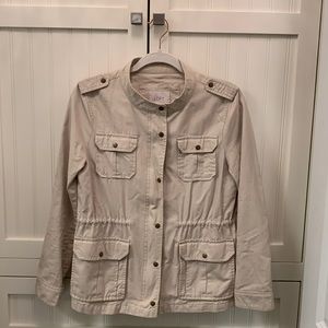 LOFT khaki utility jacket Medium Petite